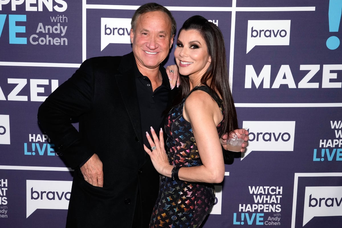 RHOC star Heather Dubrow and Terry Dubrow pose during an appearance on Watch What Happens Live