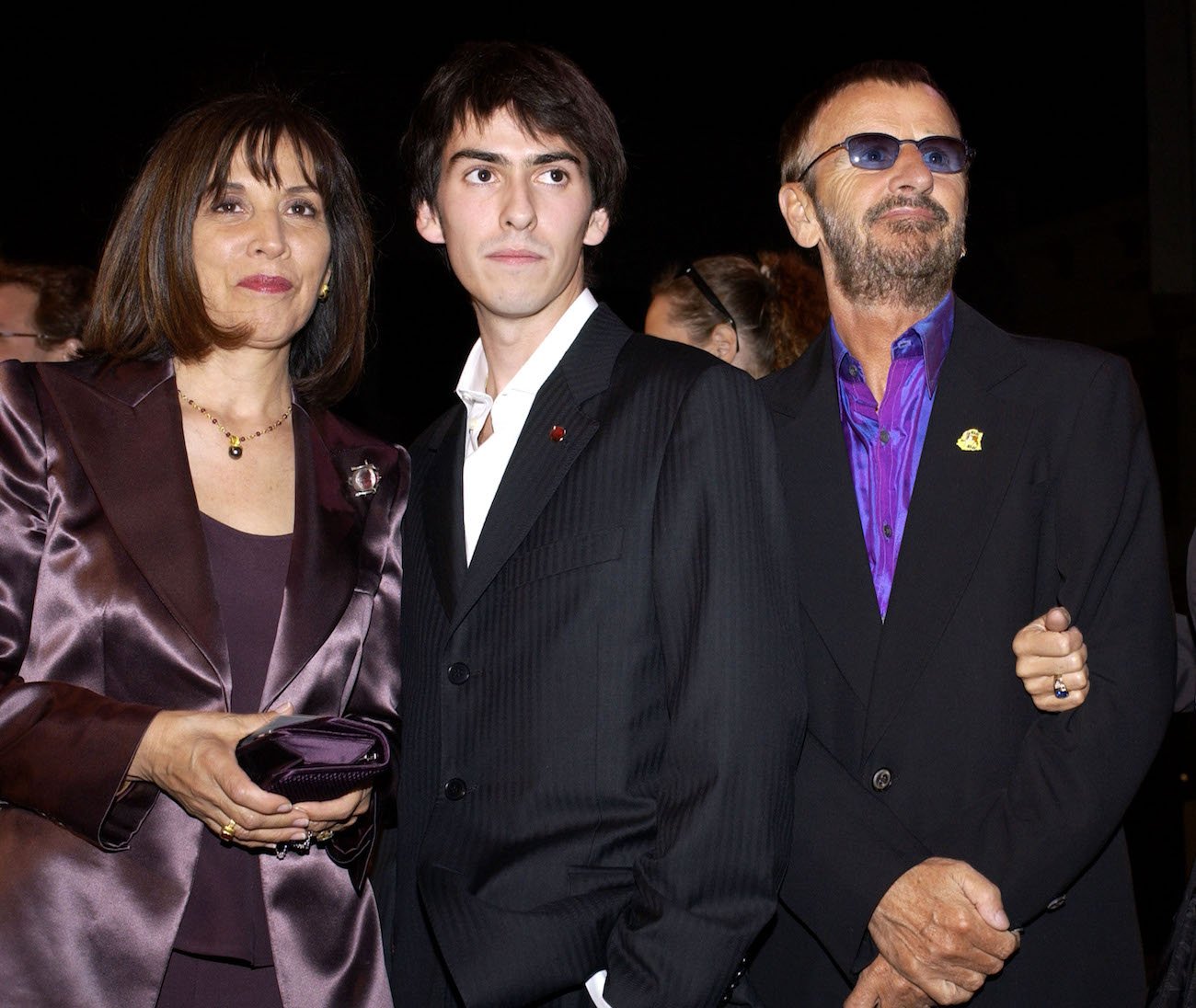 George Harrison's widow, Olivia, their son, Dhani, and Ringo Starr at the premiere of 'Concert for George.'