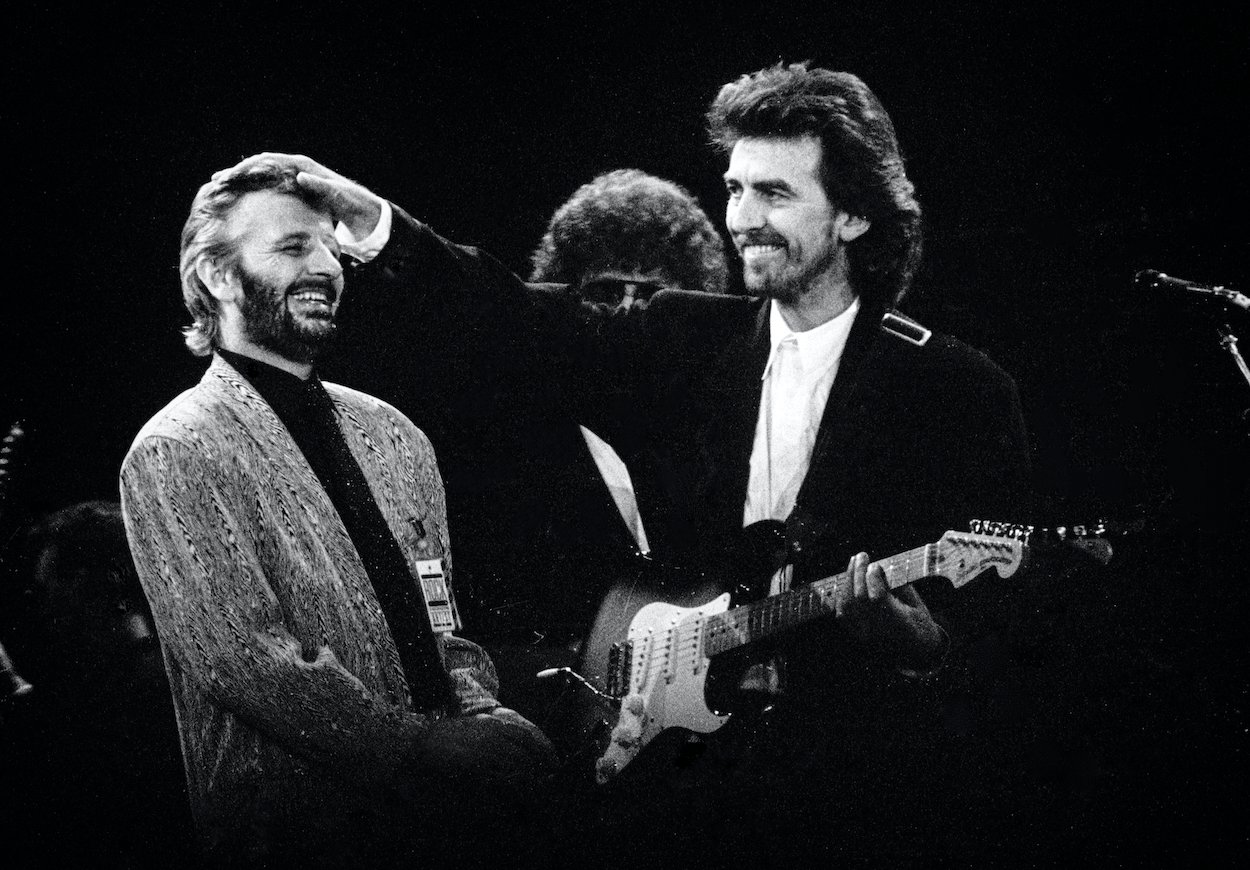 Ringo Starr (left) and George Harrison perform at the Princess Trust concert in 1987. Ringo said George has repeatedly declined to join his all-starr band.