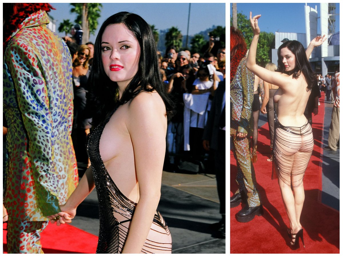 Rose McGowan 'naked dress' 1998 MTV VMAs