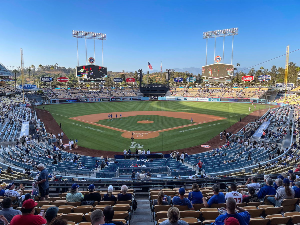 Fans cheer at Dodger Stadium, which was originally where 'Speed' ended