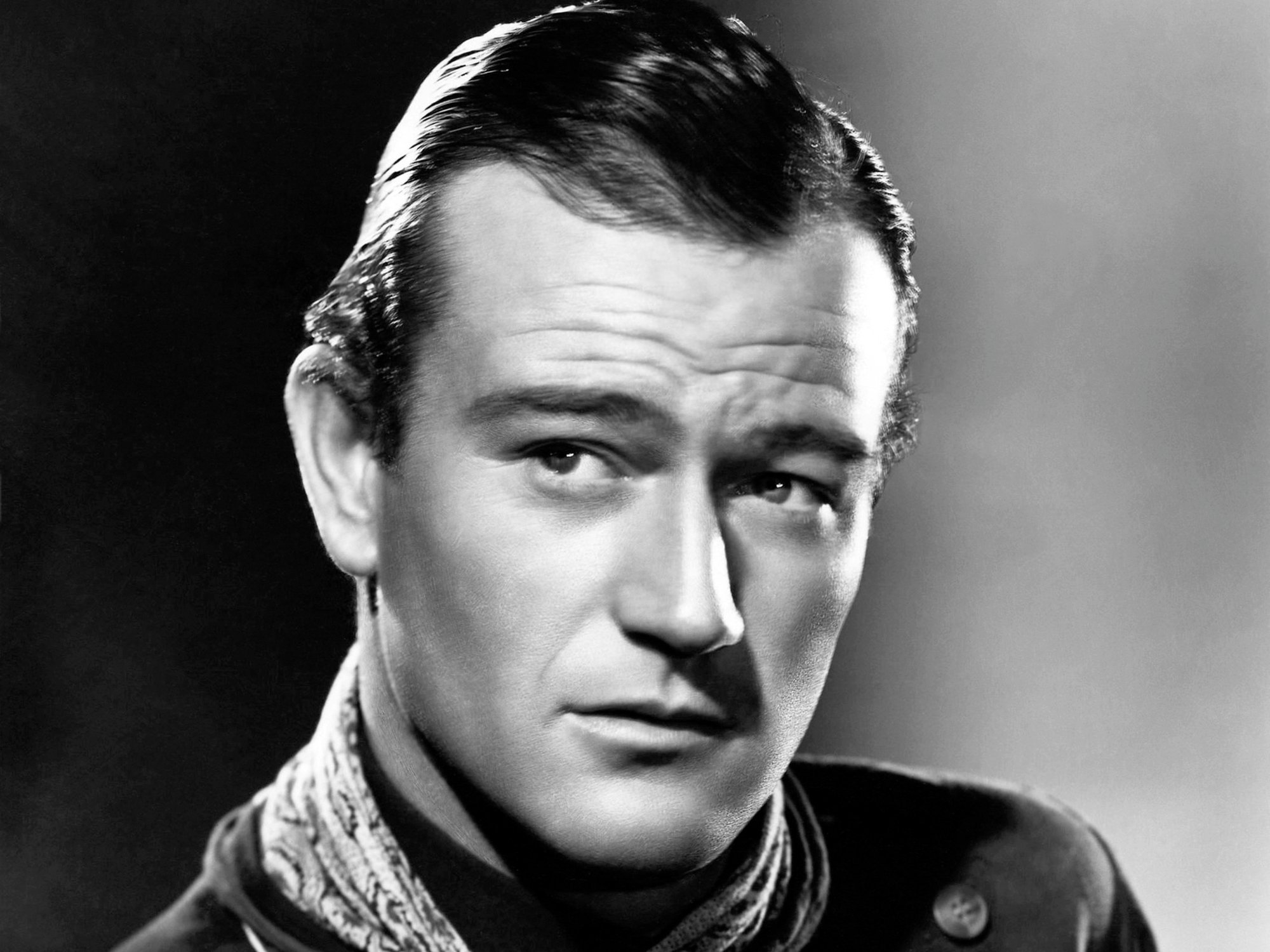 'Stagecoach' John Wayne as Ringo Kid. A black-and-white picture with Wayne looking off to the side.
