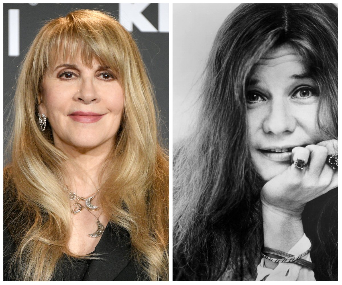 Side by side photos of Stevie Nicks and Janis Joplin.