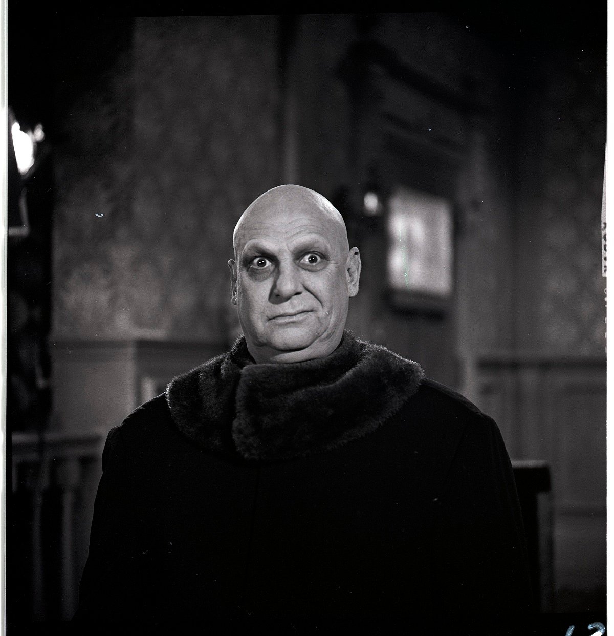'The Addams Family' star Jackie Coogan dressed as his character Uncle Fester.