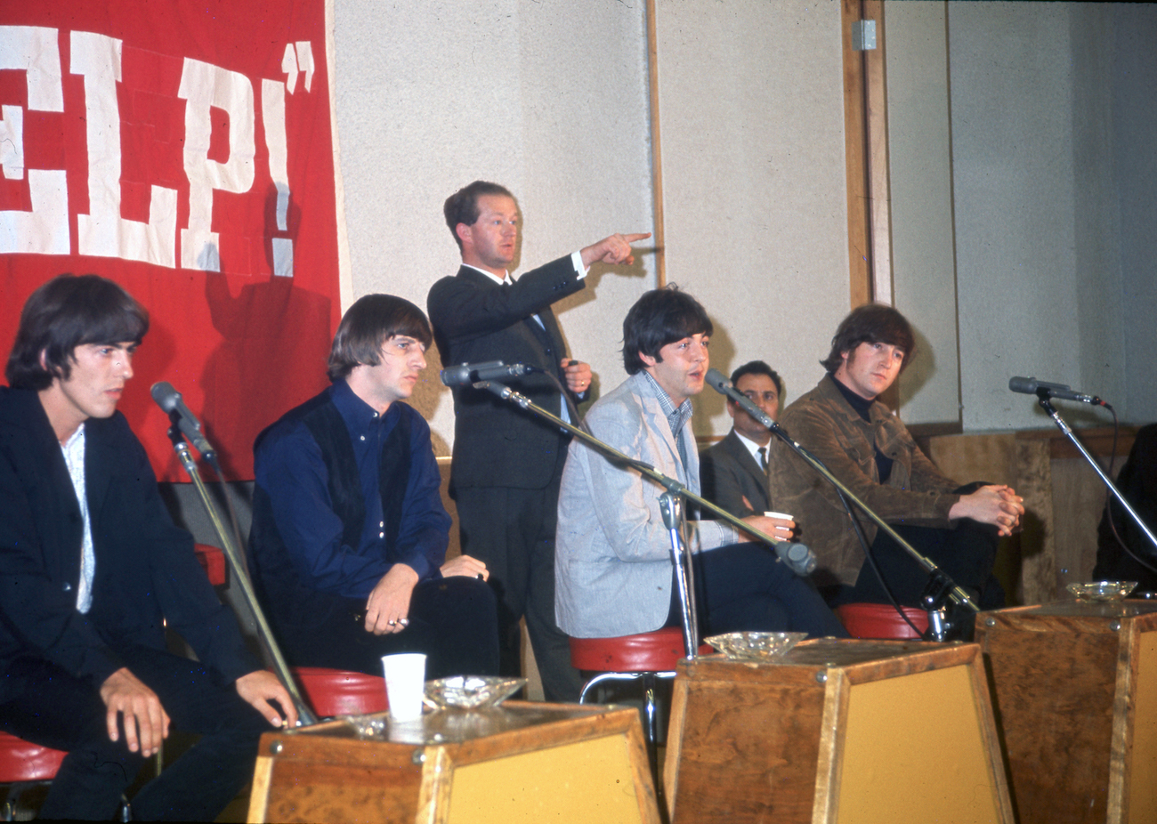 The Beatles during a press conference in LA in 1965.