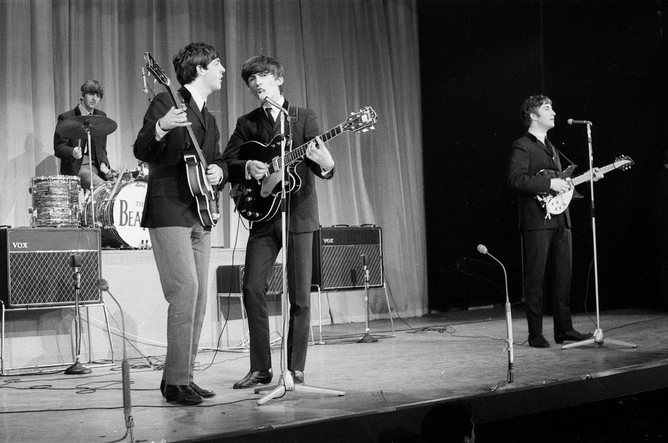 The Beatles performing at the Royal Variety Performance in 1963.