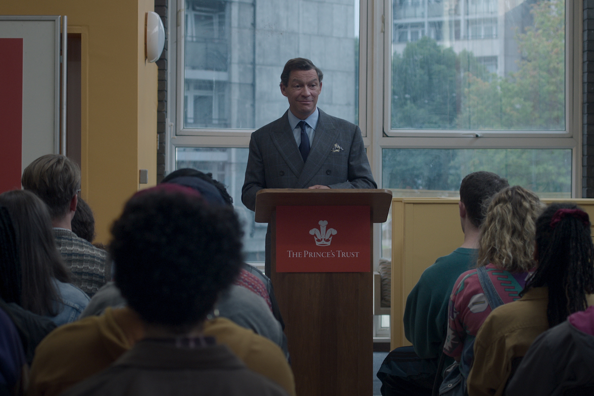 'The Crown' Season 5: Prince Charles (Dominic West) speaks at a podium