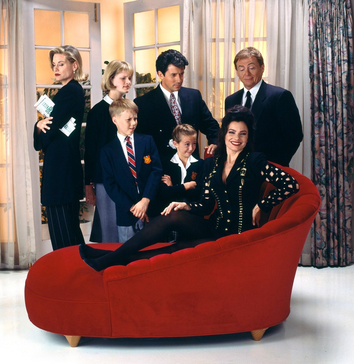 Lauren Lane (as C.C. Babcock), Nicholle Tom (as Margaret 'Maggie' Sheffield); Benjamin Salisbury (as Brighton Sheffield); Charles Shaughnessy (as Maxwell Sheffield); Madeline Zima (as Grace Sheffield); Fran Drescher (as Fran Fine) and Daniel Davis (as Niles)