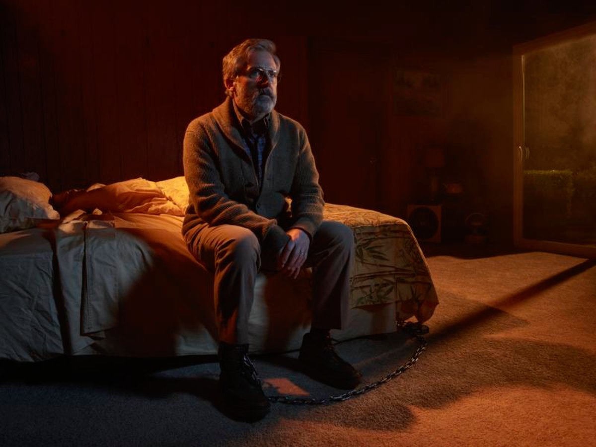 The Patient reached its tragic ending. Dr. Alan Strauss sits on a bed chained to the floor in Sam's basement.