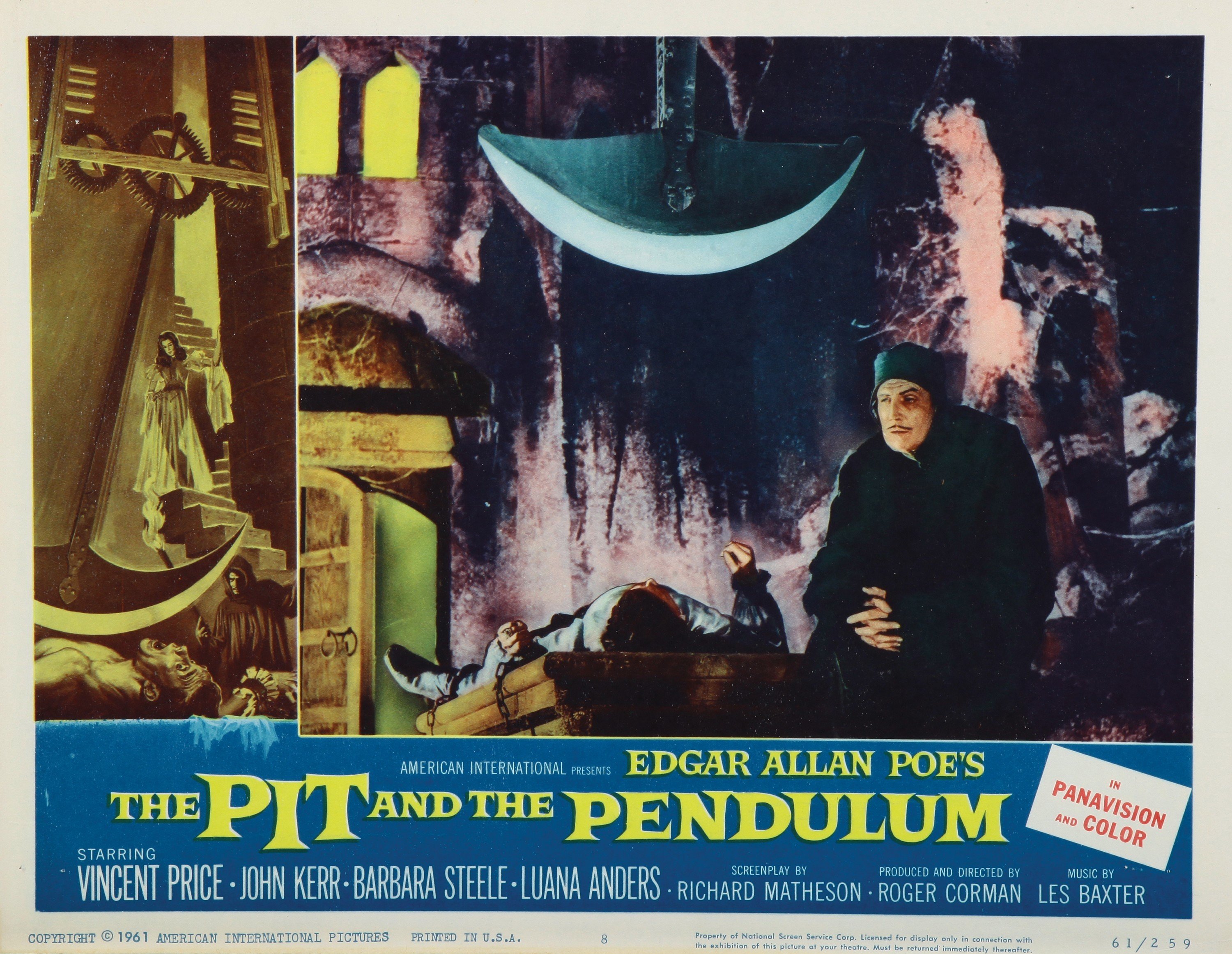 Lobby card for one of Vincent Price movies, 1961 'The Pit and the Pendulum'