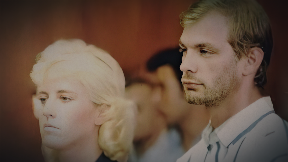 Wendy Patrickus and Jeffrey Dahmer in court from 'Conversations WIth a Killer: The Jeffrey Dahmer Tapes' on Netflix