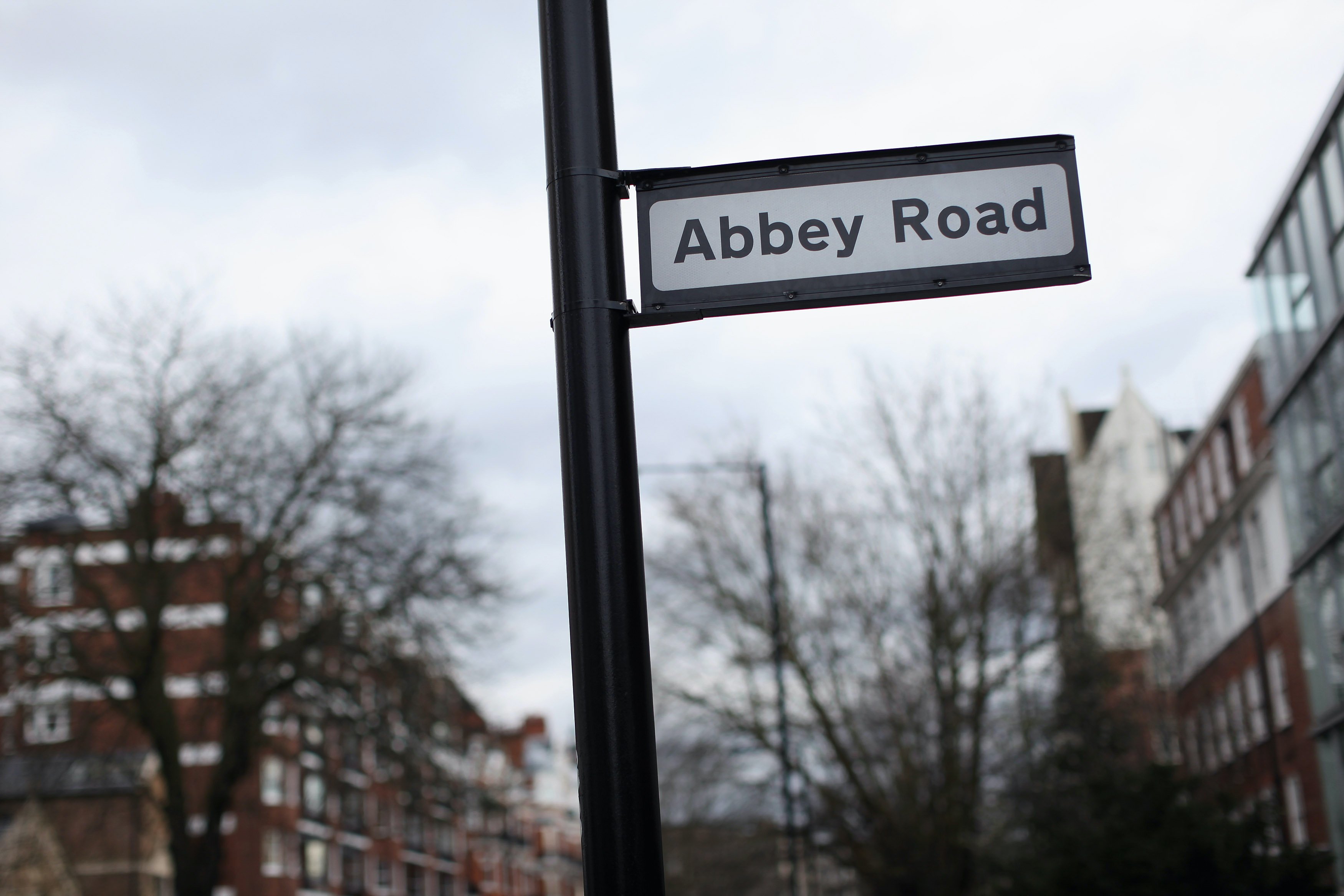 A sign for Abbey Road in London, England, made famous by The Beatles