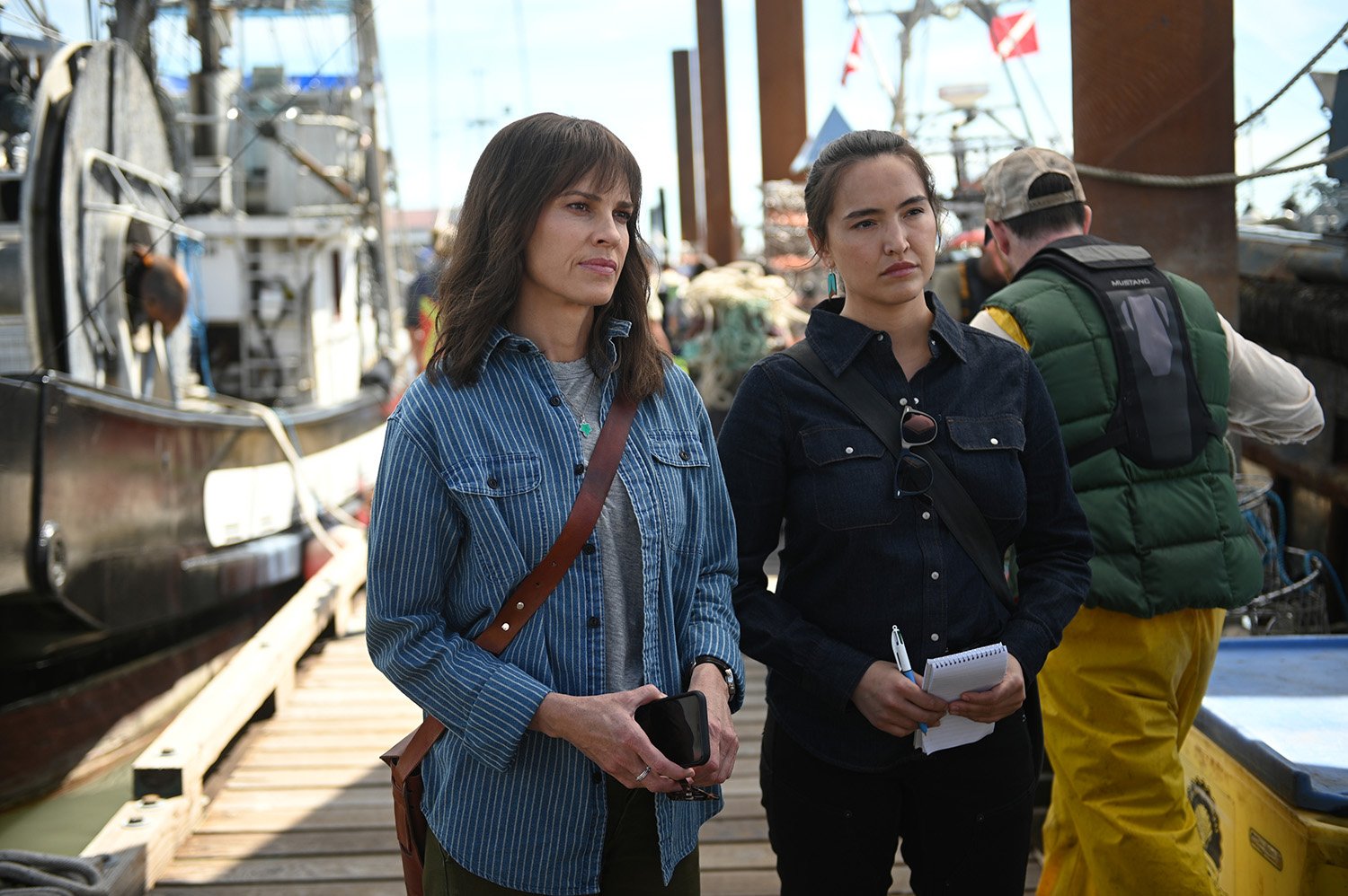 Hilary Swank and Grace Dove in Alaska Daily, which is partially based on a true story