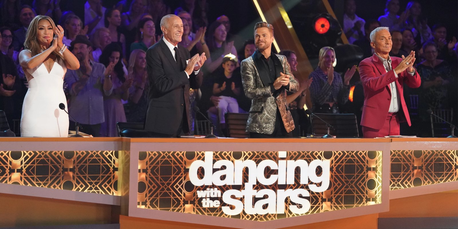 Carrie Ann Inaba, Len Goodman, Derek Hough, and Bruno Tonioli at the judges' panel during the 'Dancing with the Stars' Season 30 semi-finals