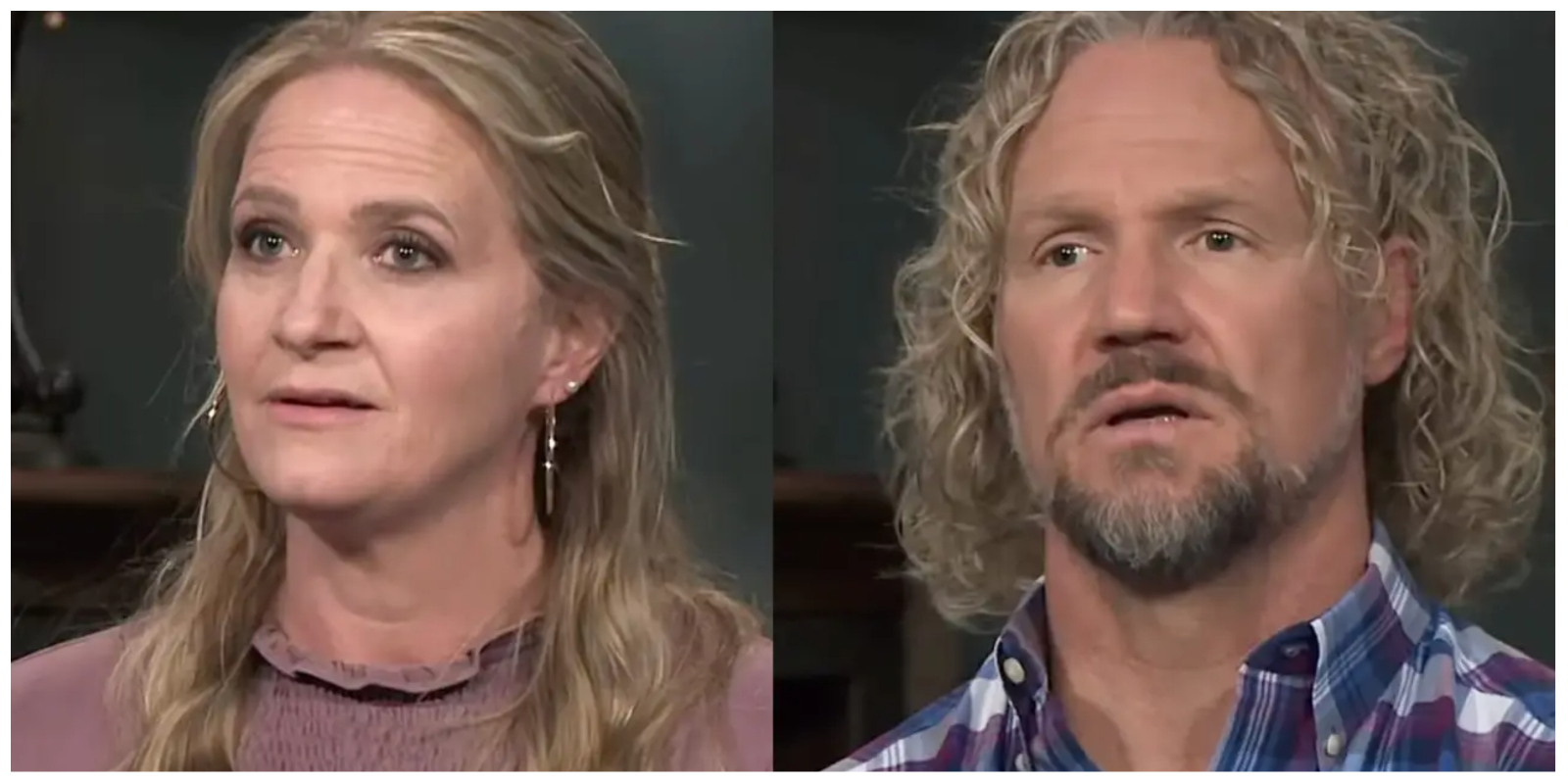 Christine and Kody Brown in side by side photographs taken during their TLC confessionals.