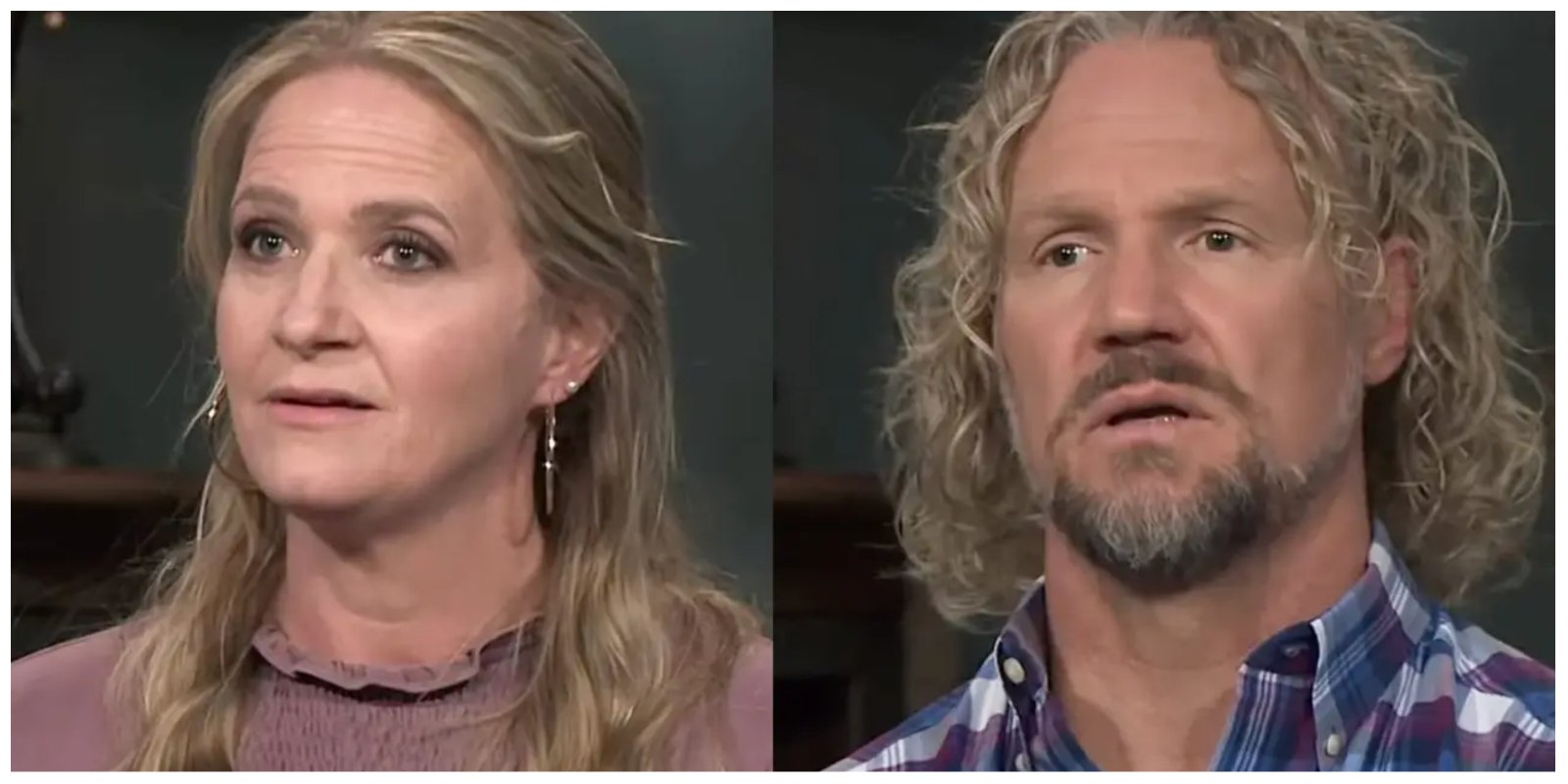 Christine and Kody Brown in side by side photographs taken during their TLC confessionals.