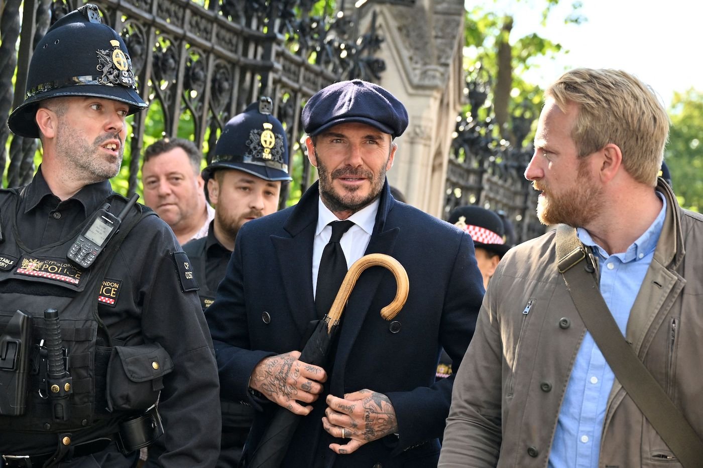David Beckham leaves Westminster Hall after paying respects to Queen Elizabeth II as she was lying in state