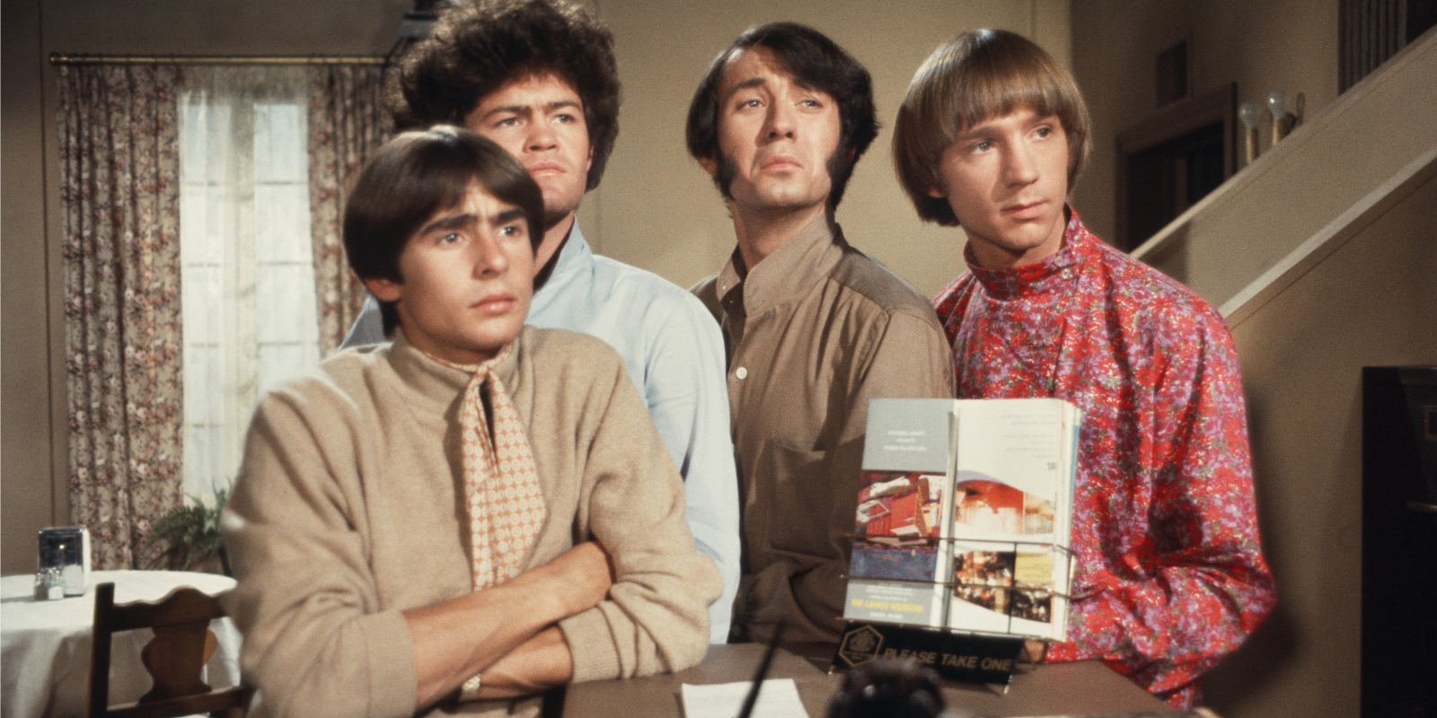 Davy Jones, Micky Dolenz, Mike Nesmith, and Peter Tork of the television series 'The Monkees.'