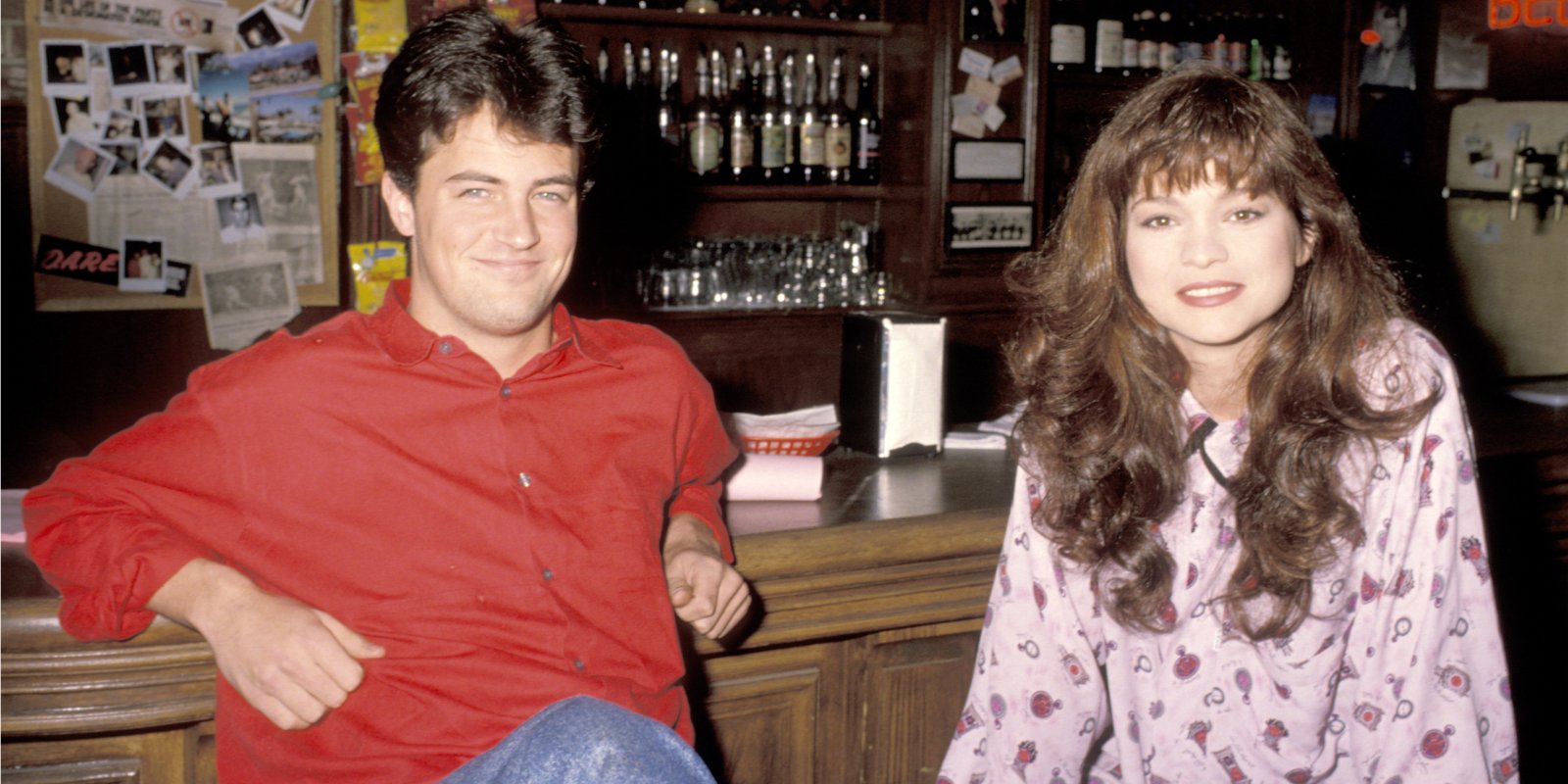 Matthew Perry and Valerie Bertinelli on the set of 'Sidney' in 1990.