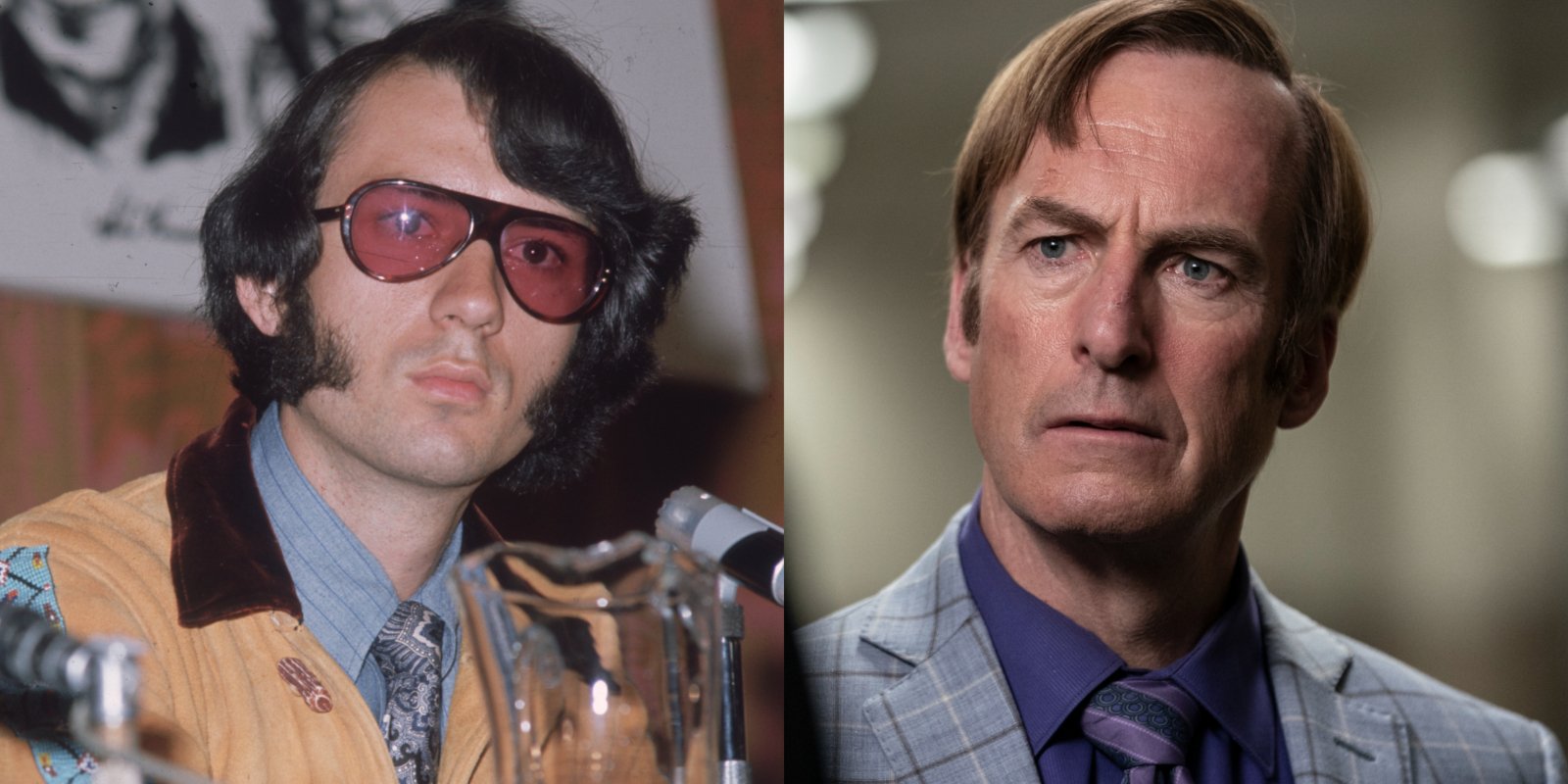Mike Nesmith in a side by side photograph with 'Better Call Saul' star Bob Odenkirk.