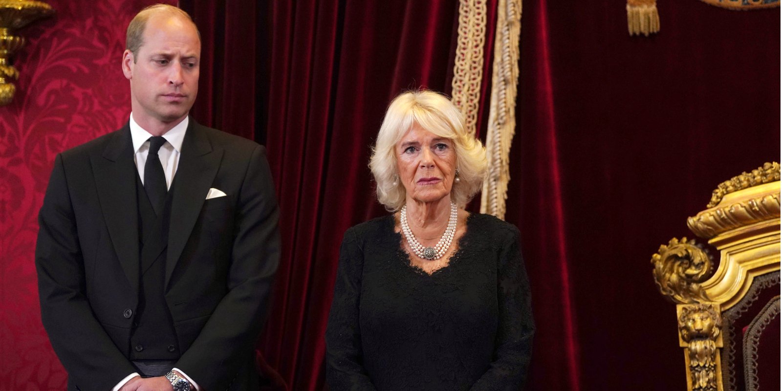 Prince William and Camilla Parker Bowles pose together during the accession council on September 10, 2022 in London, United Kingdom.