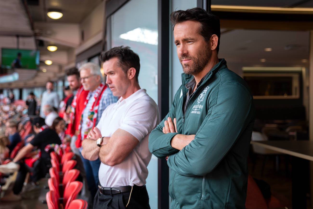 Rob McElhenney and Ryan Reynolds, co-chairmen of Wrexham AFC, in an episode of 'Welcome to Wrexham'