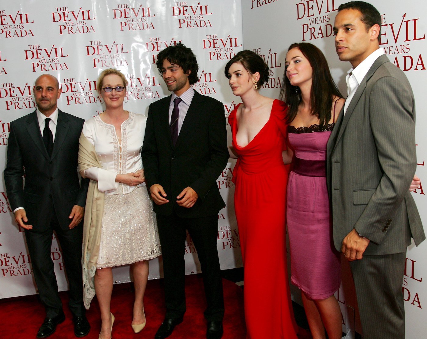 'The Devil Wears Prada' cast Stanley Tucci, Meryl Streep, Adrian Grenier, Anne Hathaway, Emily Blunt and Daniel Sunjata on the red carpet