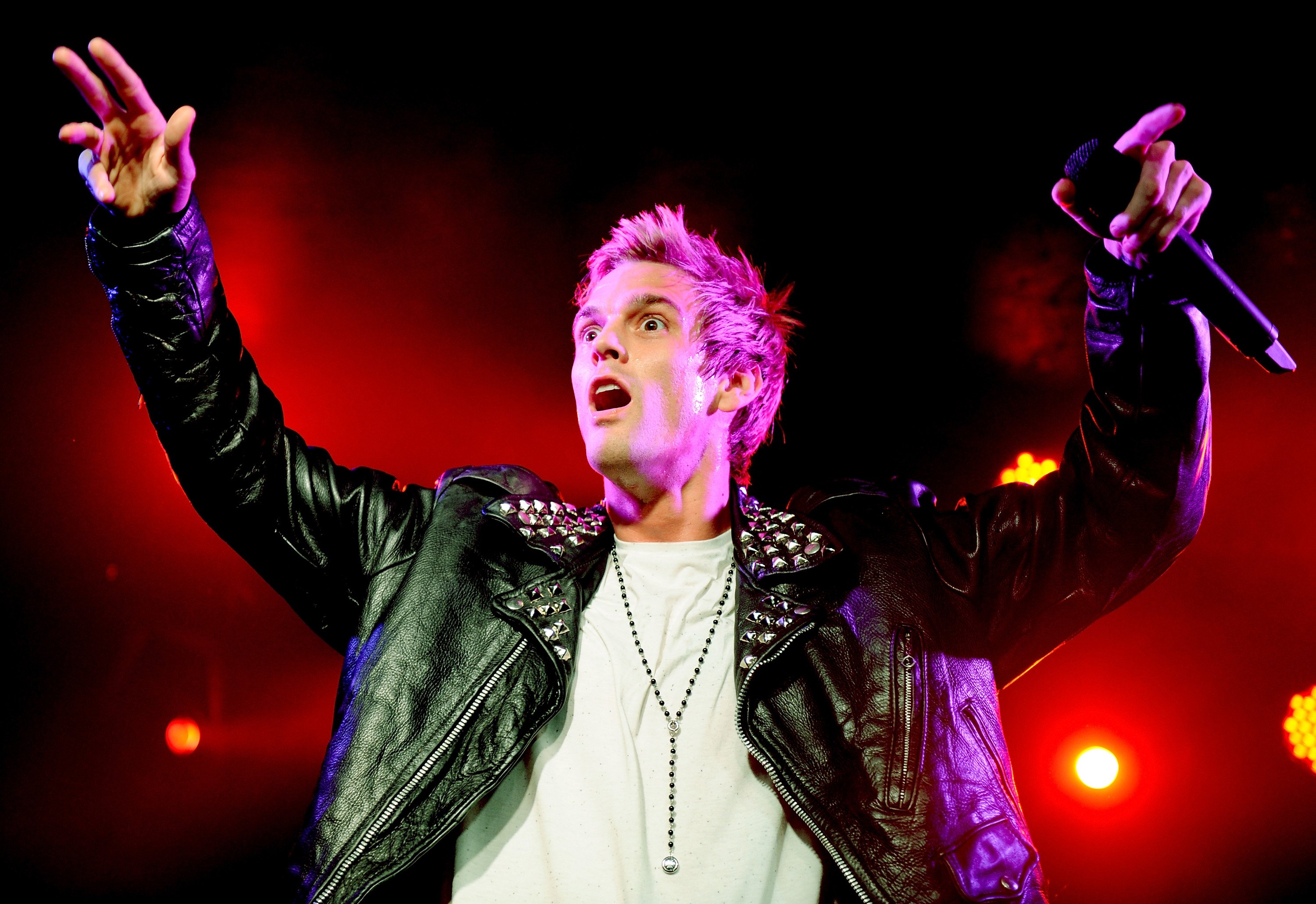 Aaron Carter performs during a concert.