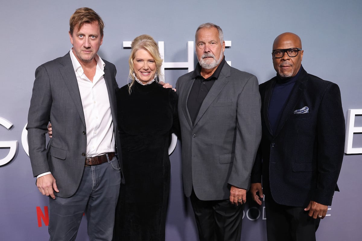 Charles Graeber, Amy Loughren, Timothy Braun, and Daniel Baldwin smile at Netflix's screening of The Good Nurse