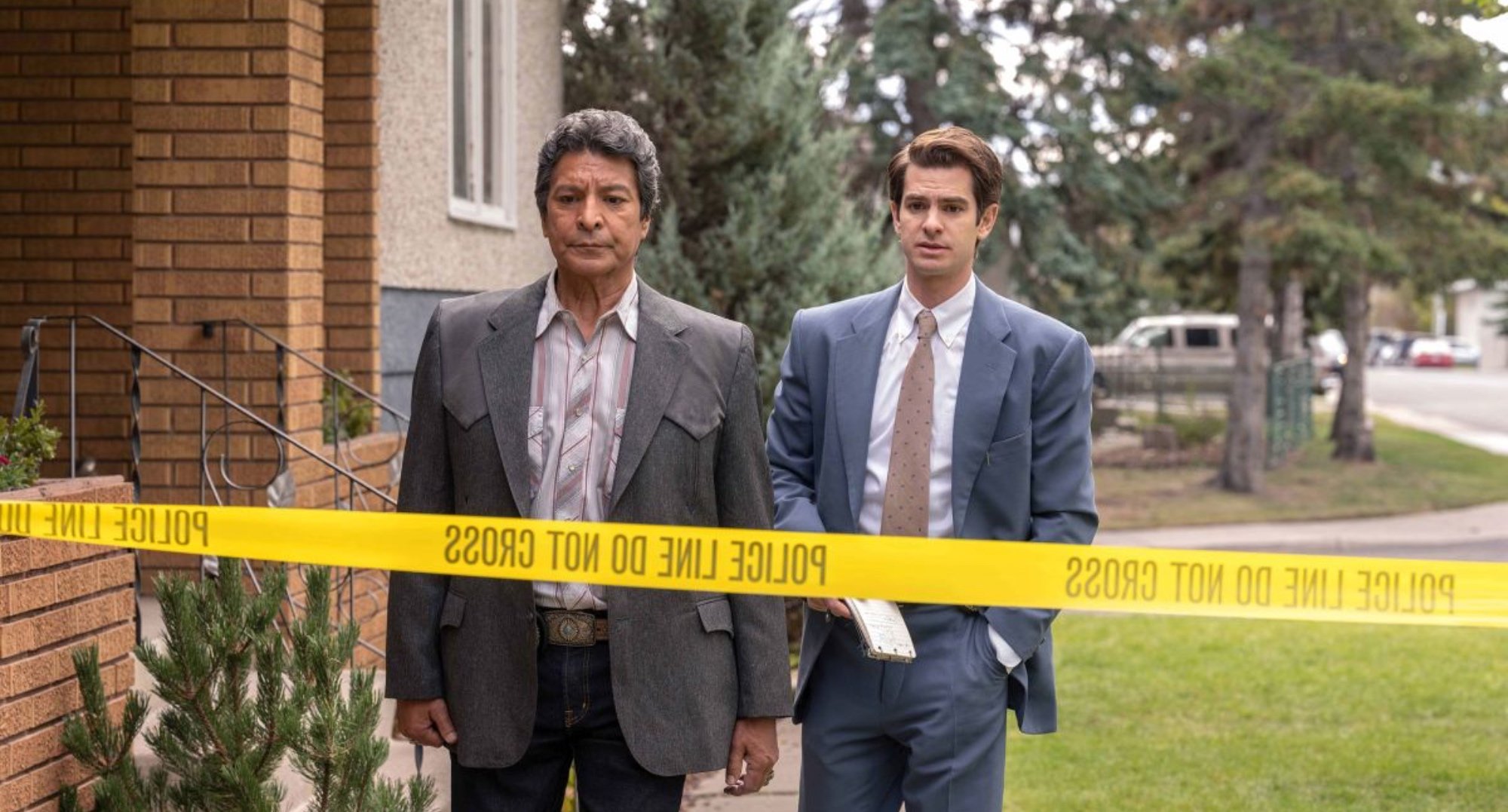 Andrew Garfield and Gil Birmingham in 'Under the Banner of Heaven' series.