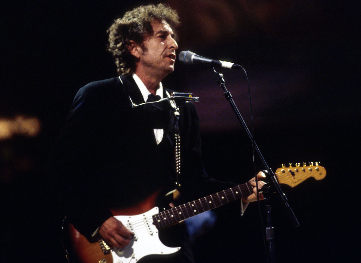 Bob Dylan performs on stage
