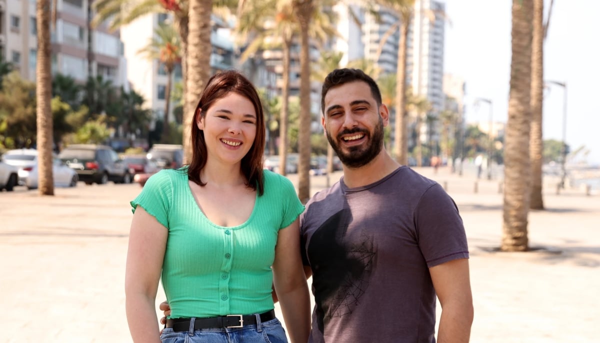 Bridie and Host standing together in the streets of Lebanon on '90 Day Fiancé UK' on discovery+.