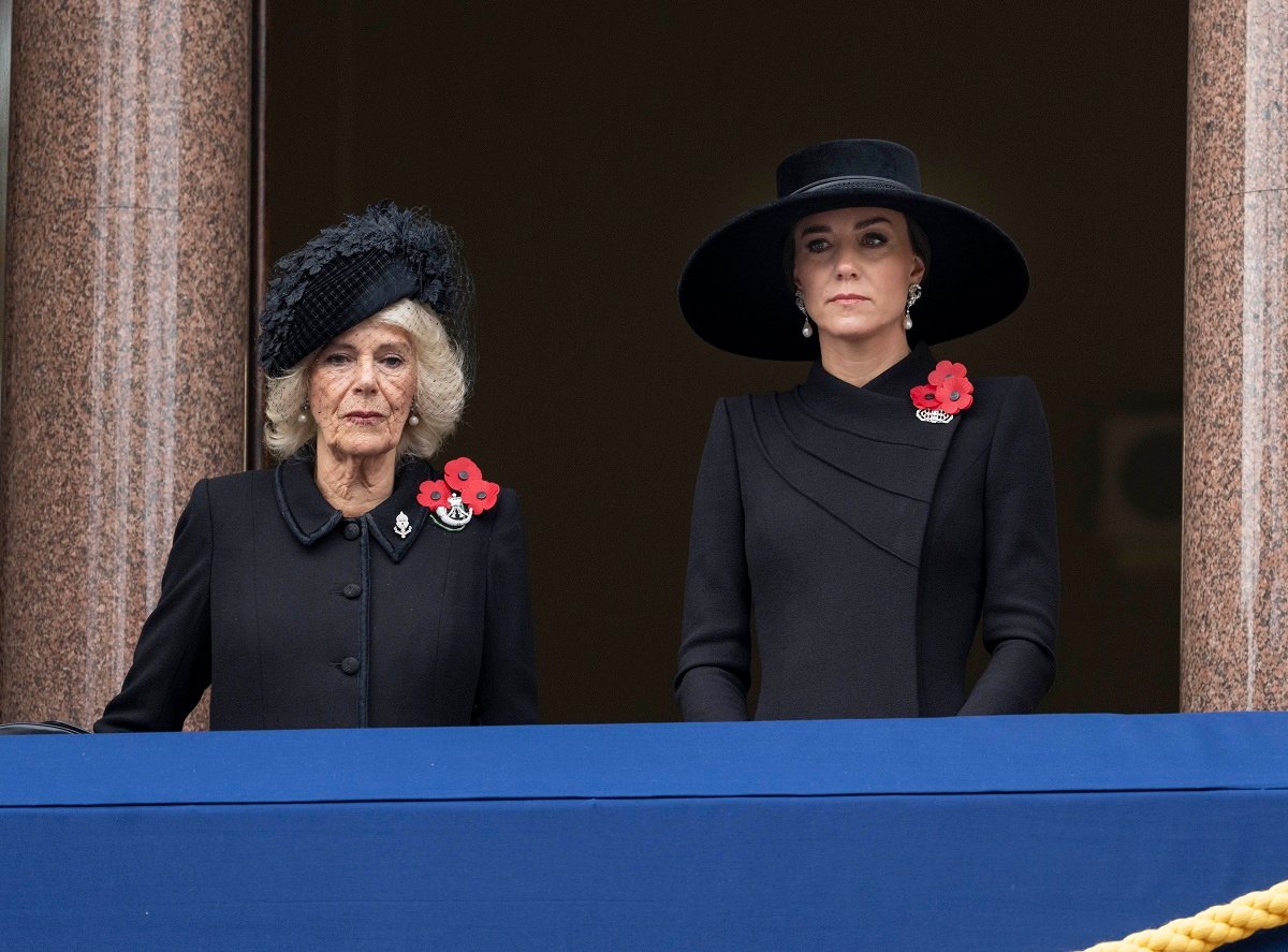 Camilla Parker Bowles and Kate Middleton standing side-by-side during National Service of Remembrance