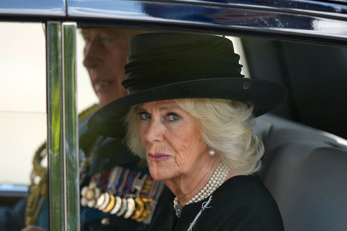 Camilla Parker Bowles leaves Westminster Hall with King Charles III the day of Queen Elizabeth II's funeral
