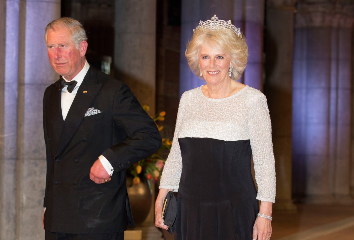 Prince Charles (now King Charles) and Camilla Parker Bowles (now queen consort) attend a dinner hosted by Queen Beatrix of The Netherlands ahead of her abdication at Rijksmuseum on April 29, 2013 in Amsterdam, Netherlands