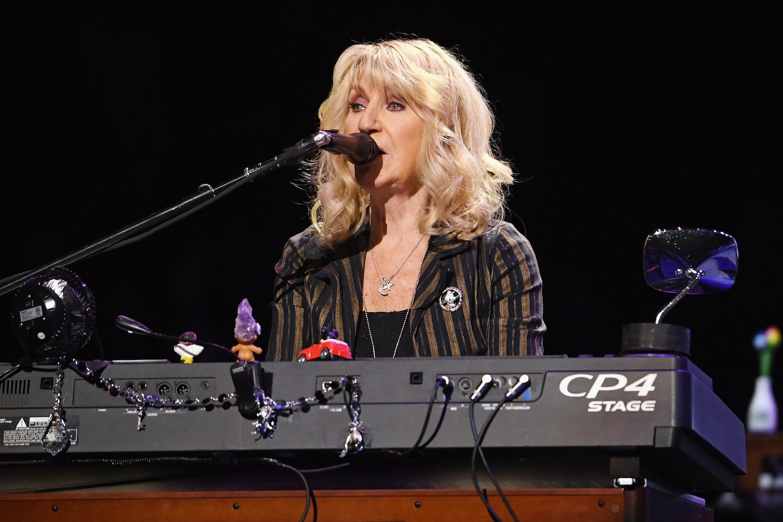 Songwriter Christine McVie of Fleetwood Mac perform onstage during Fleetwood Mac In Concert