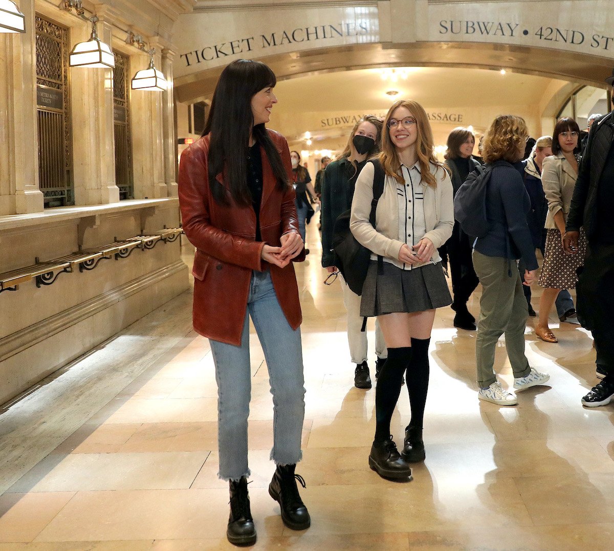 Dakota Johnson and Sydney Sweeney on set of Madame Web