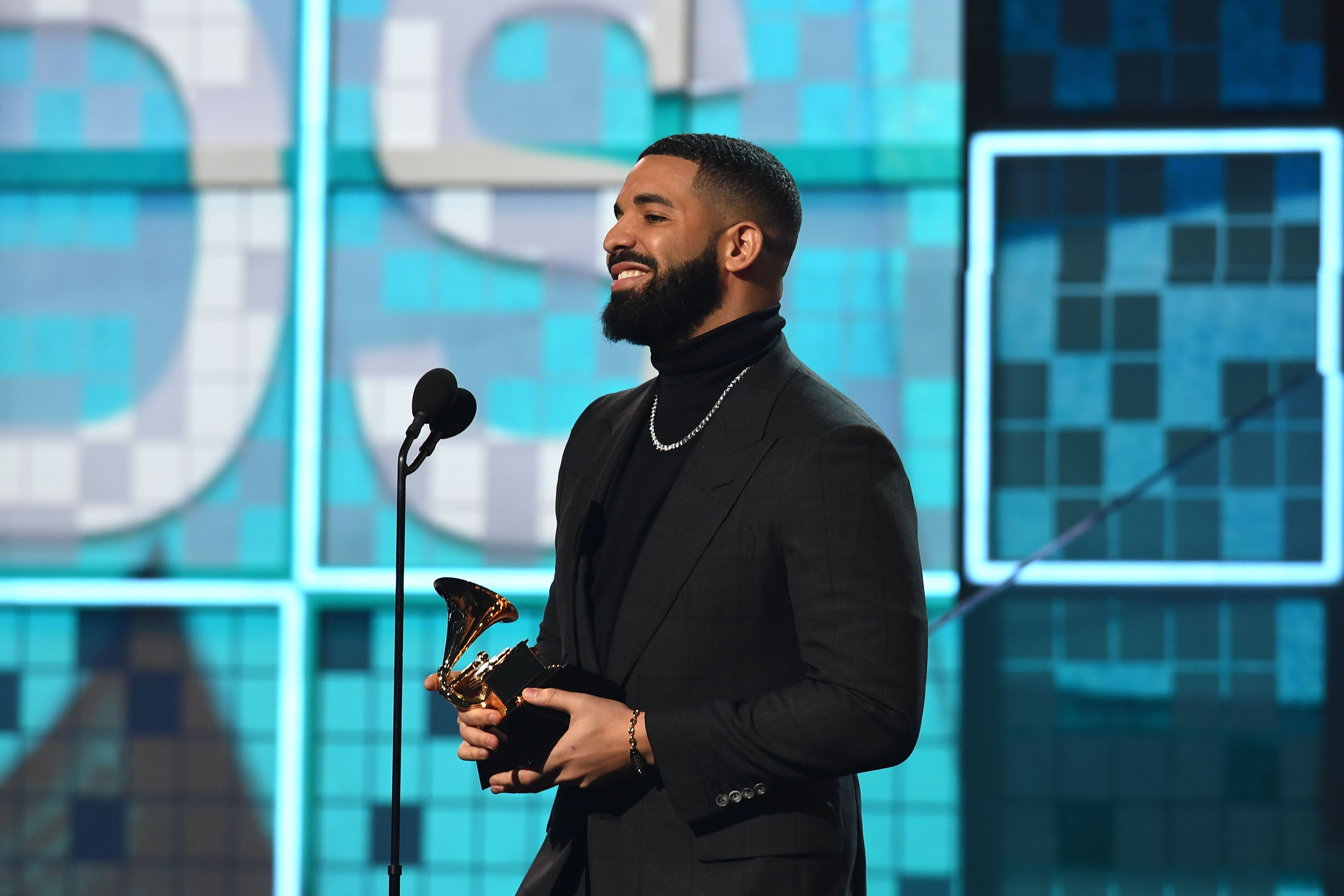 Drake accepts the award for Best Rap Song for God's Plan at the 61st Annual Grammy Awards