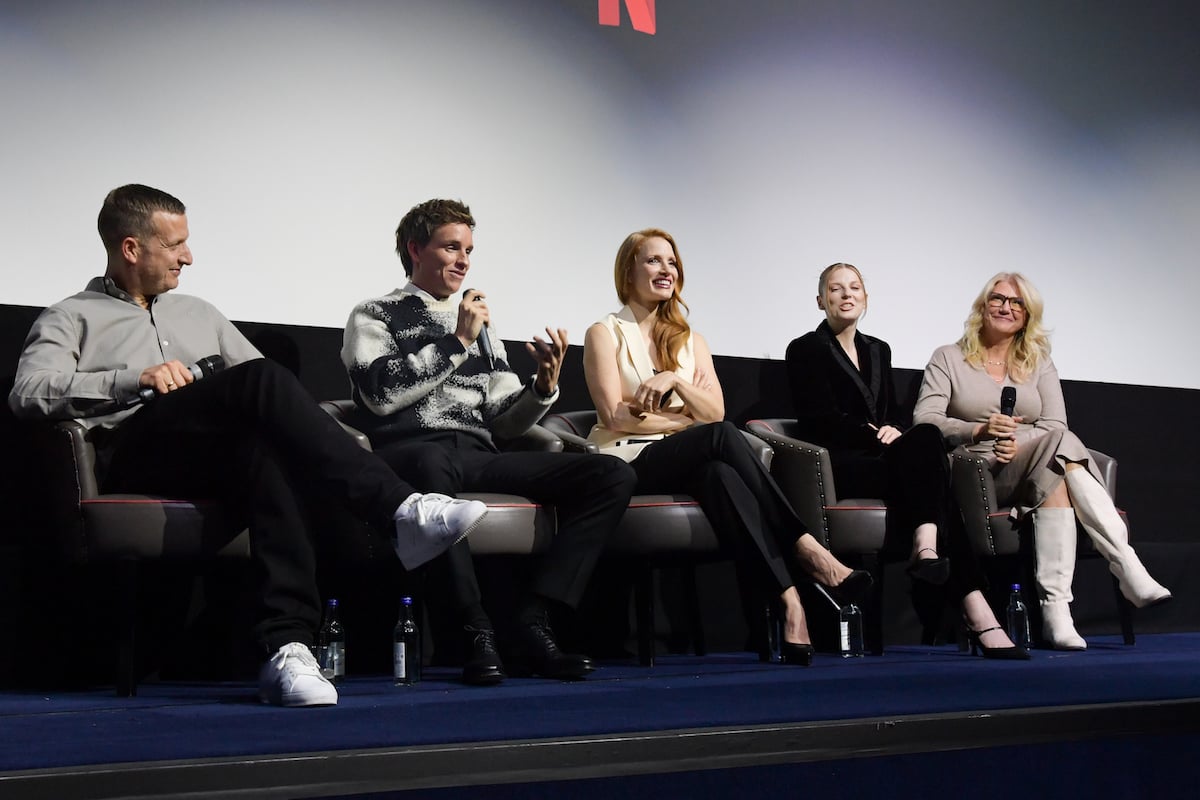 Tobias Lindholm, Eddie Redmayne, Jessica Chastain, Krysty Wilson-Cairns, and Amy Loughren attend a special screening for 'The Good Nurse'