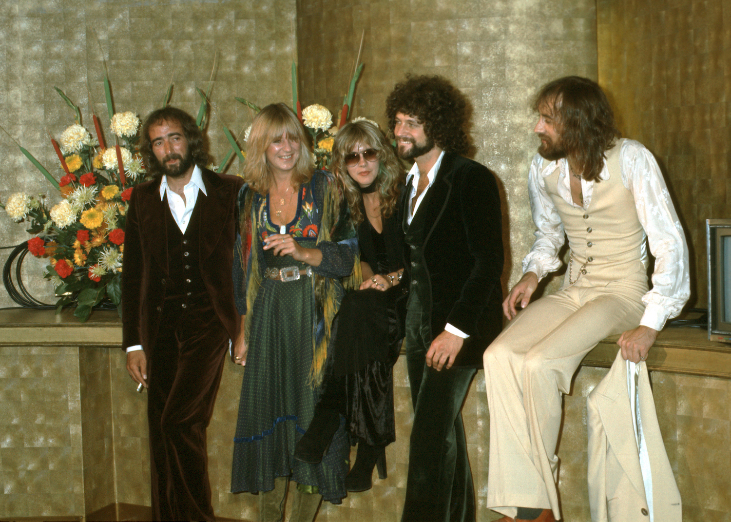 John McVie, Christine McVie, Stevie Nicks, Lindsey Buckingham, and Mick Fleetwood of the rock group Fleetwood Mac