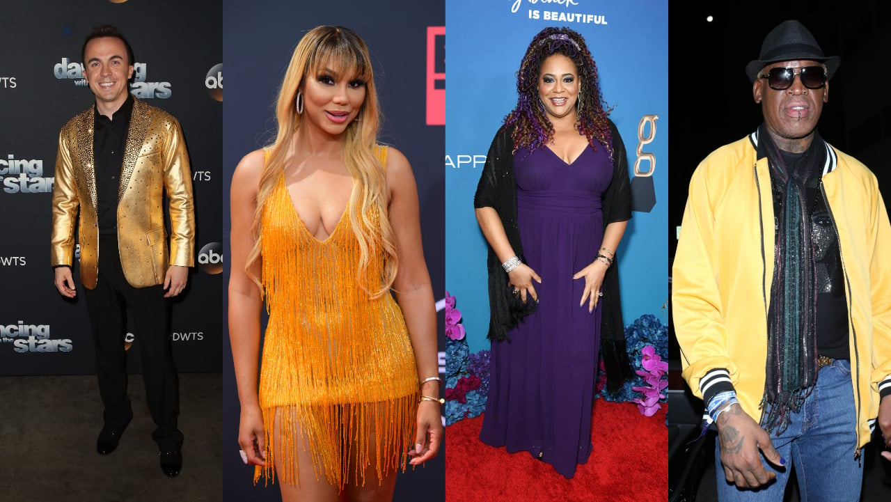 Frankie Muniz poses at "Dancing with the Stars" Season 27; Tamar Braxton attends the 2022 BET Awards; Kim Coles attends TheGrio Awards 2022; Dennis Rodman is seen on February 6, 2020
