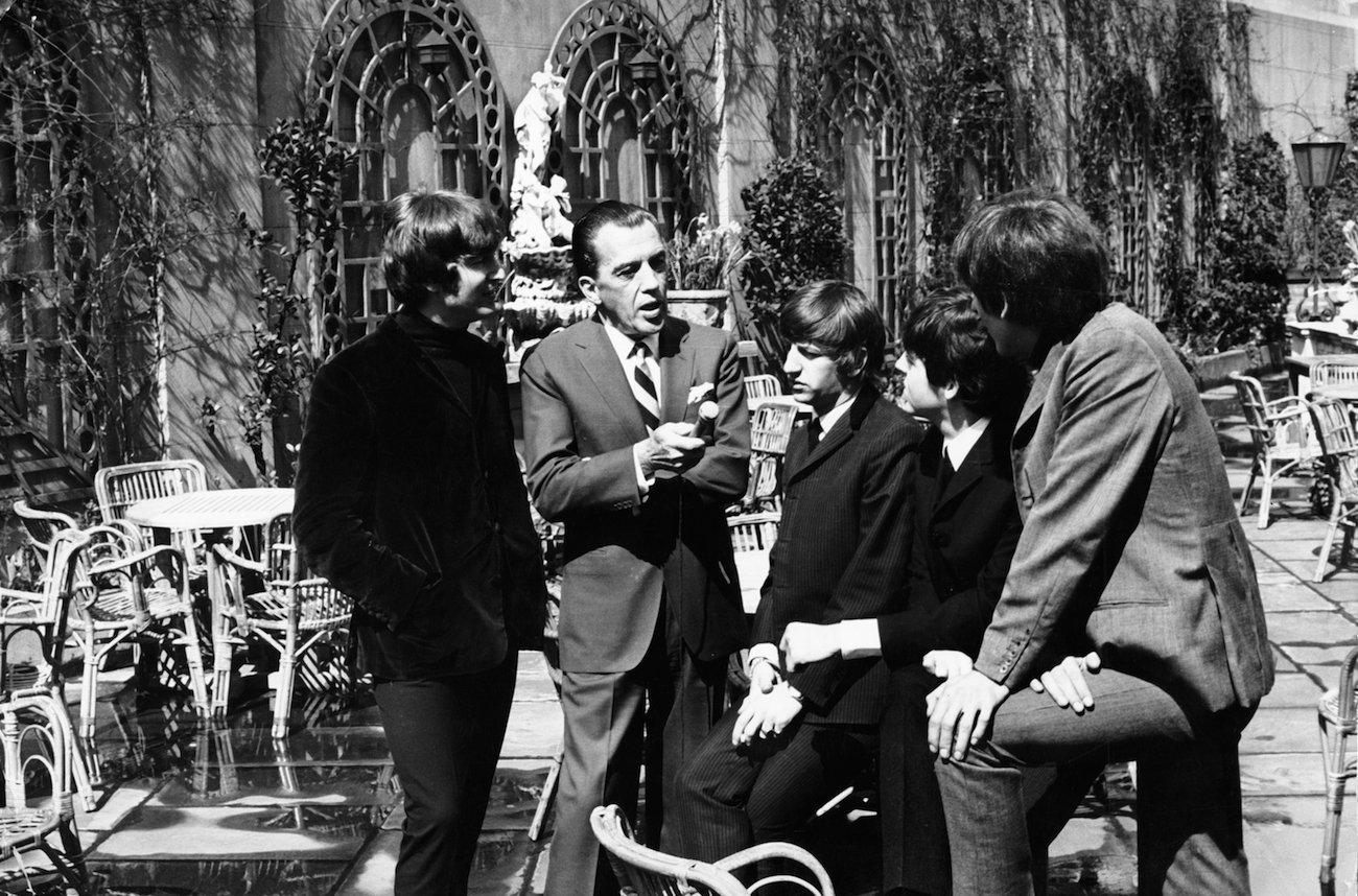 The Beatles speaking with Ed Sullivan in London, 1964.