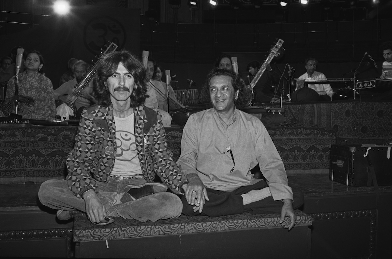 George Harrison and Ravi Shankar in London, 1974.