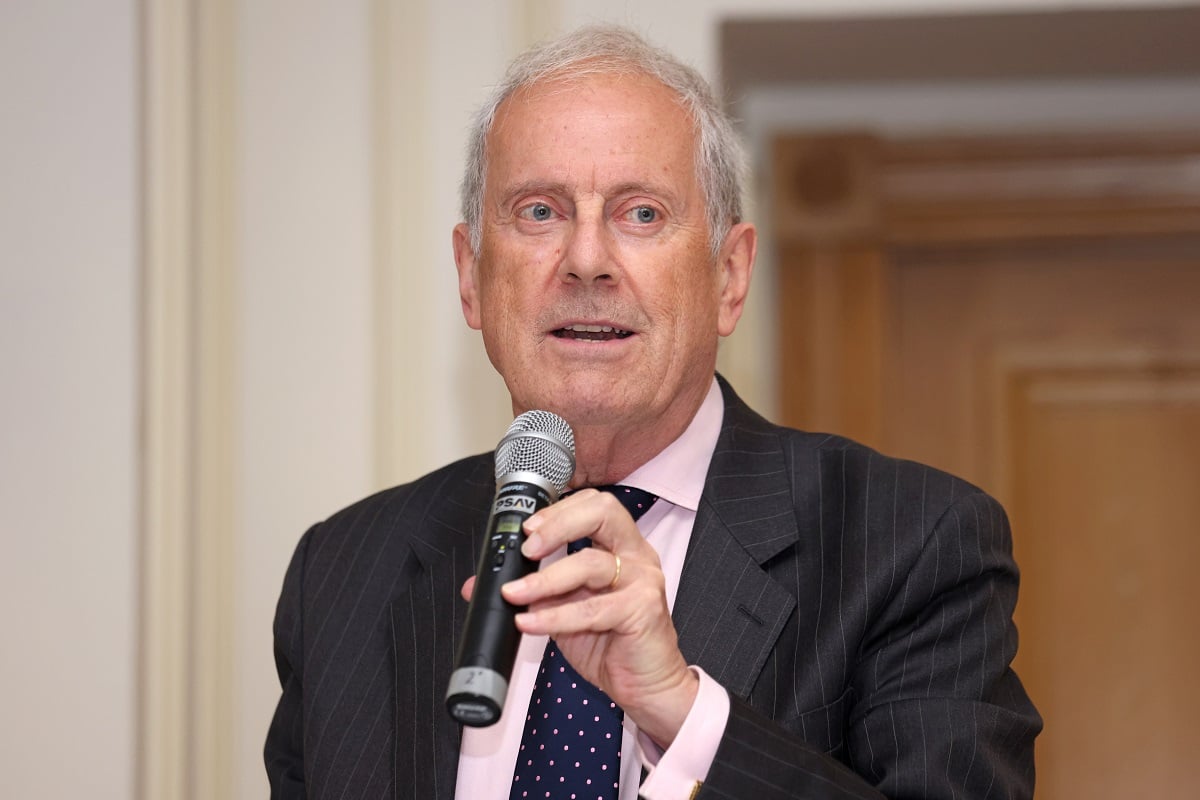 Gyles Brandreth makes a speech during the Oldie Of The Year Awards 2021 at The Savoy Hotel on October 19, 2021
