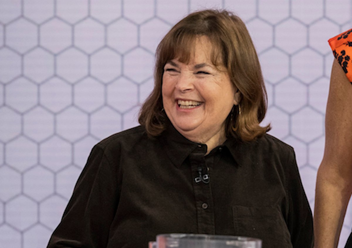 Ina Garten, who has last-minute Thanksgiving dishes, smiles and looks on wearing a black shirt