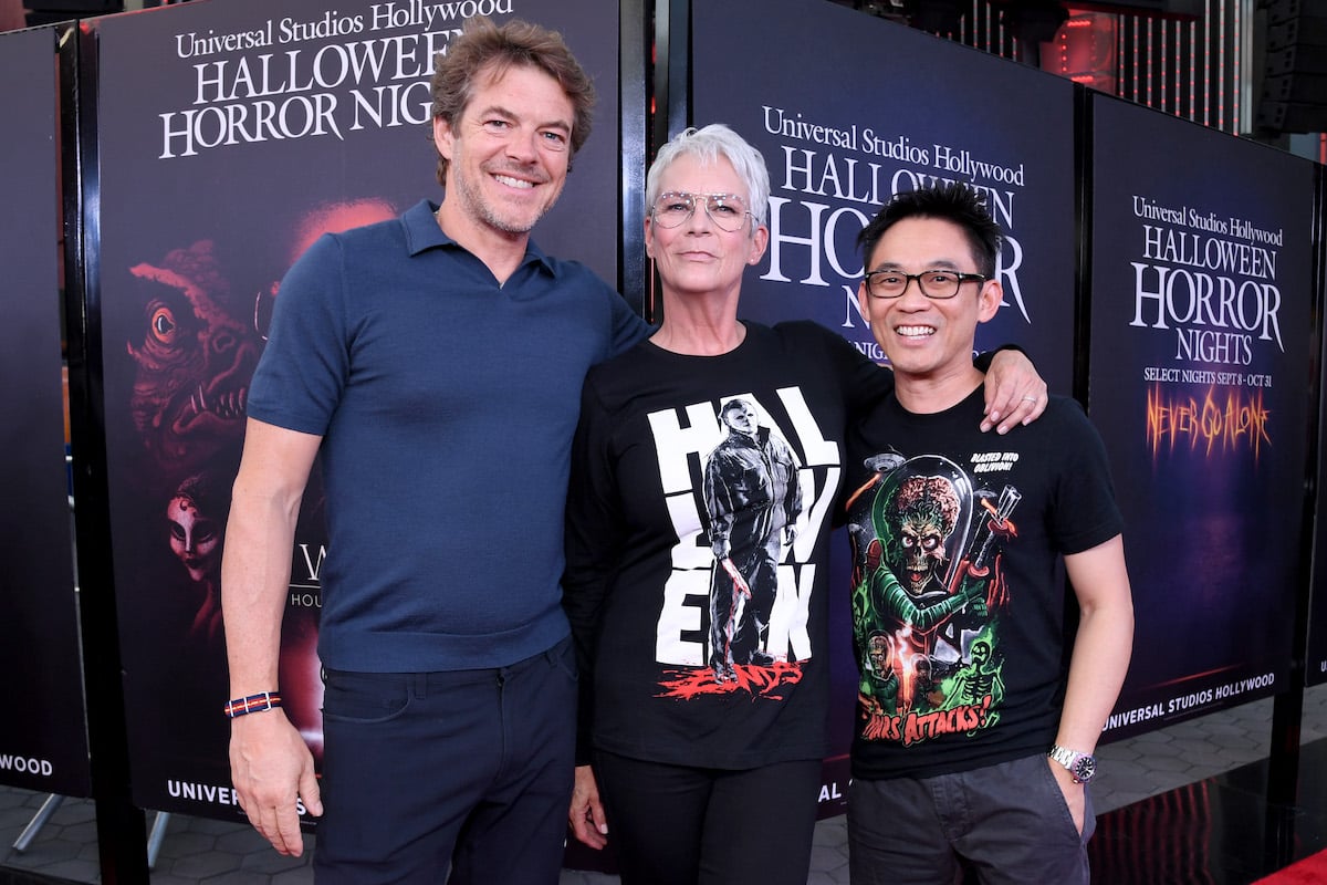 Horror alums Jason Blum, Jamie Lee Curtis, and James Wan attend the Halloween Horror Nights Opening Night Celebration in 2022