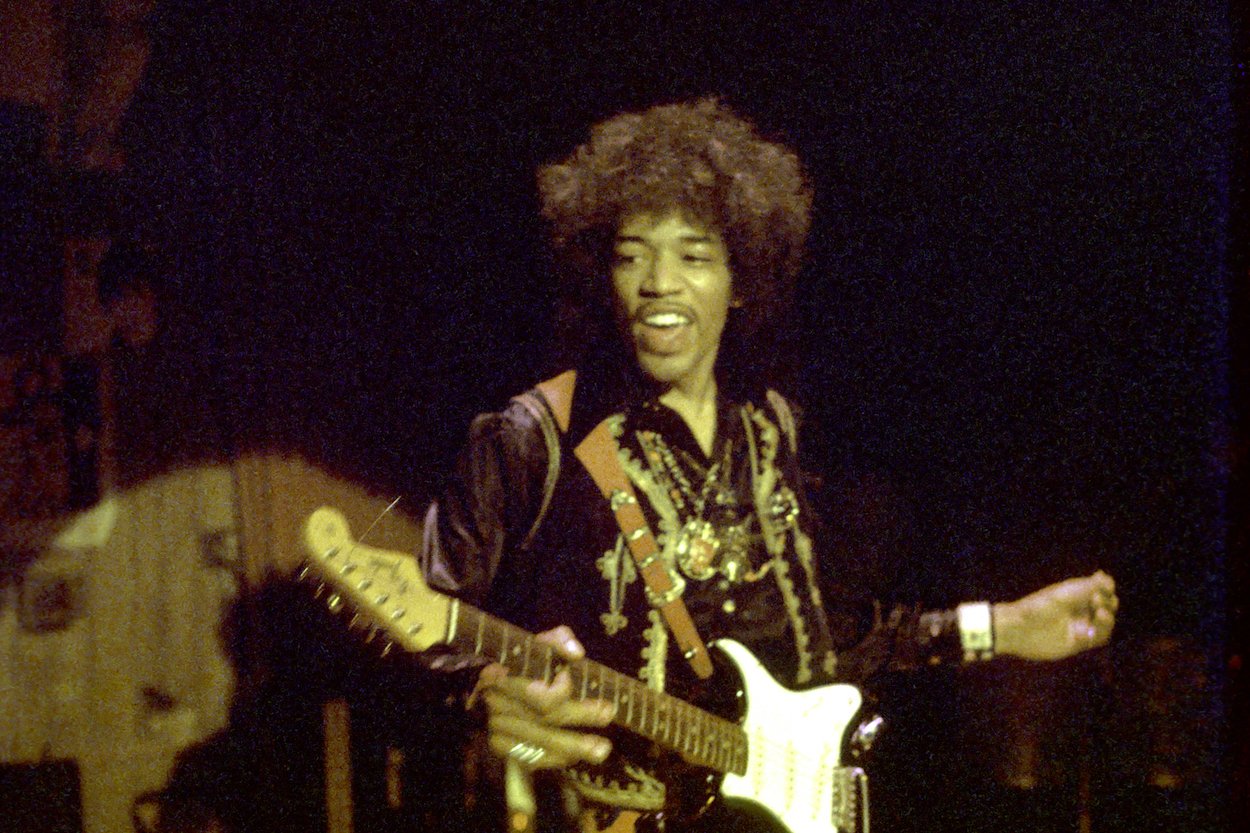 Jimi Hendrix, whose meeting with a sci-fi actor provided a lifetime highlight for the other guy, performs in 1968.