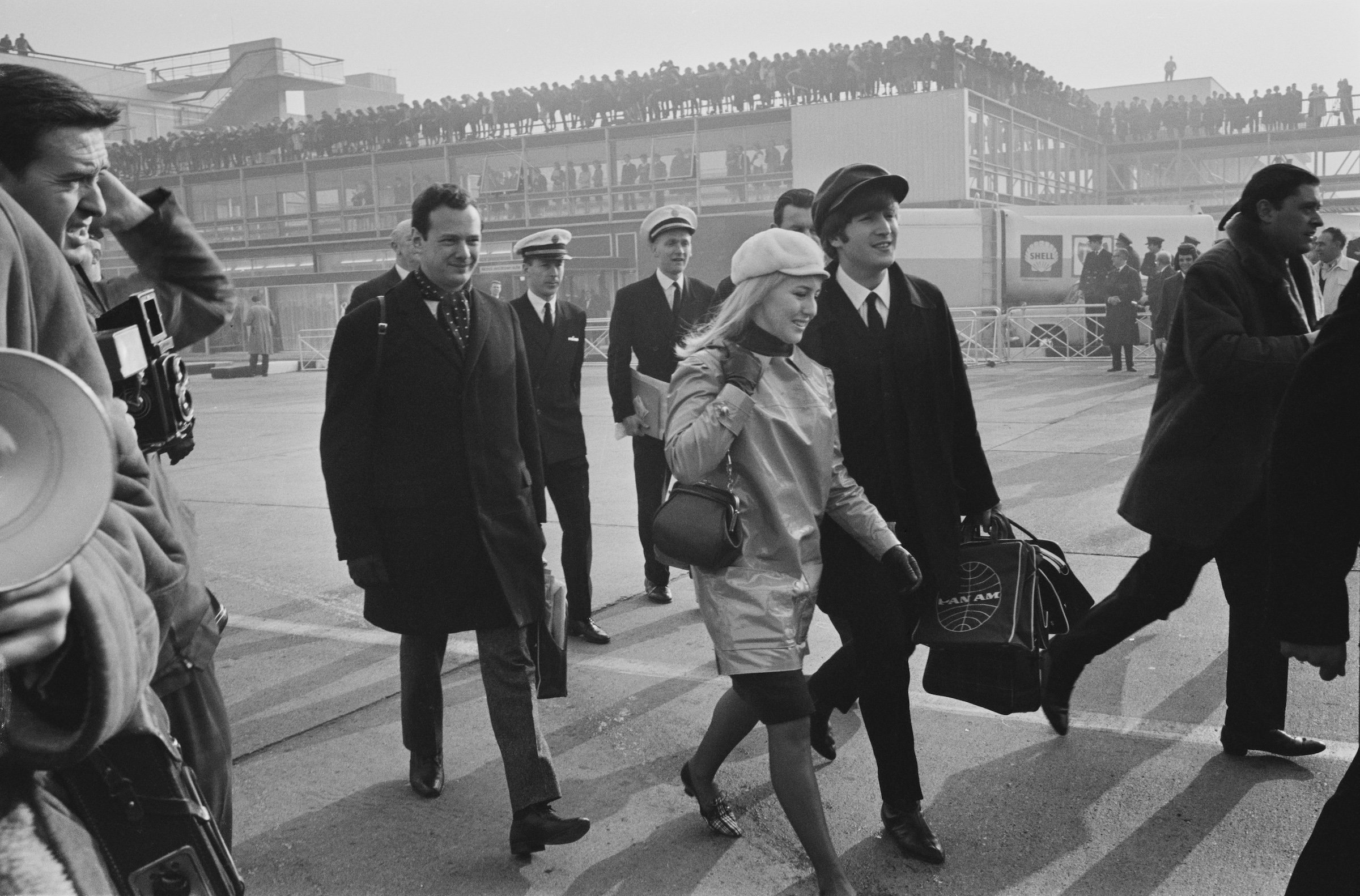 John Lennon (of the Beatles) and his wife Cynthia Lennon with manager Brian Epstein