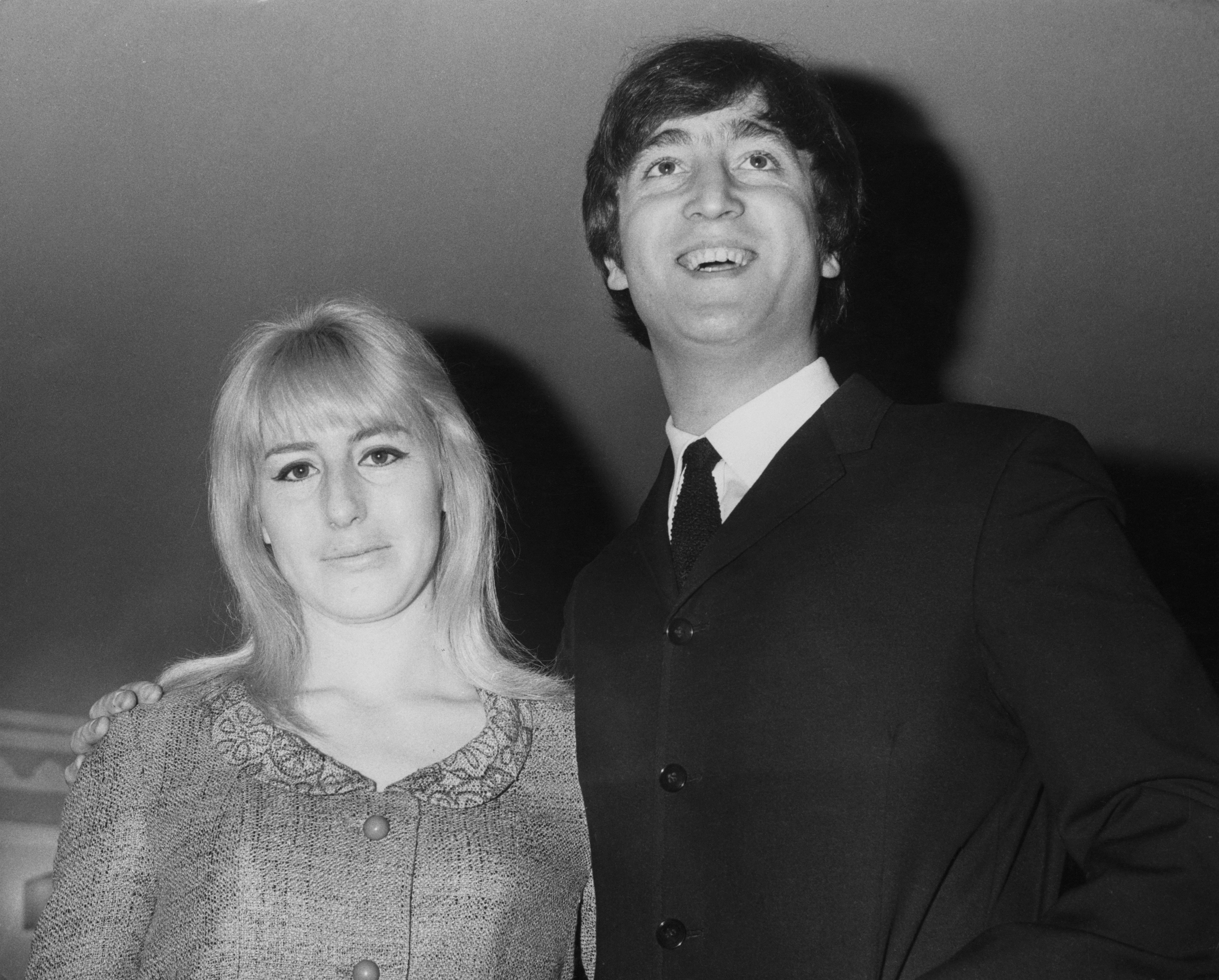 Musician, singer and songwriter John Lennon (1940 - 1980) of British rock group the Beatles with his first wife Cynthia 