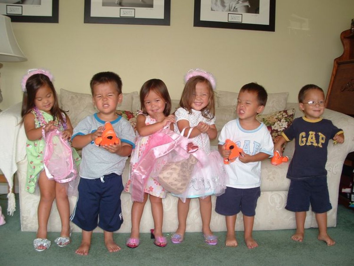 'Jon and Kate Plus 8' sextuplets, Aaden, Collin, Joel, Alexis, Hannah, and Leah Gosselin when they were toddlers on TLC.
